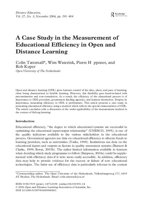 (PDF) A Case Study in the Measurement of Educational Efficiency in Open ...