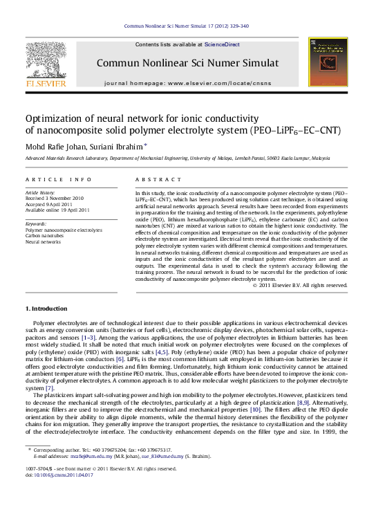 (PDF) Optimization of neural network for ionic conductivity of ...