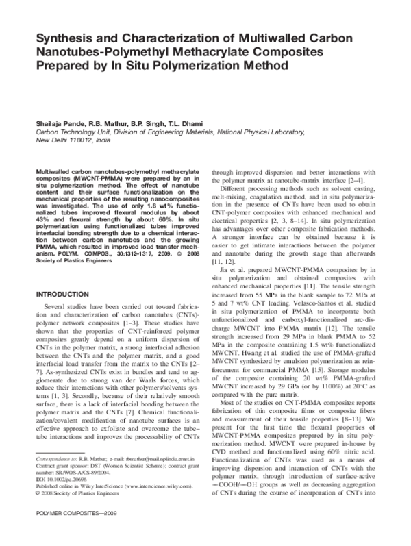 (PDF) Synthesis and characterization of multi-walled carbon nanotubes ...