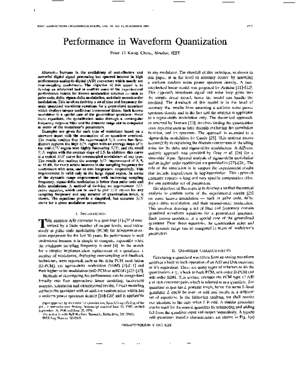 (PDF) Performance in waveform quantization
