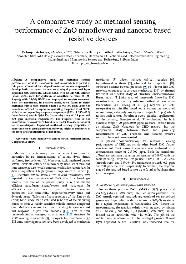 (PDF) A comparative study on methanol sensing performance of ZnO ...