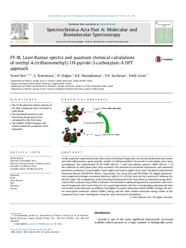 (PDF) FT-IR, Laser-Raman spectra and quantum chemical calculations of ...
