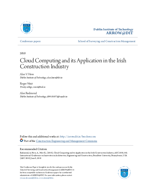 (PDF) Cloud Computing and its Application in the Irish Construction ...