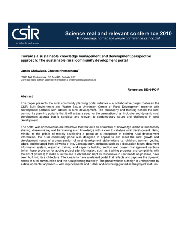 (PDF) Towards a sustainable knowledge management and development ...