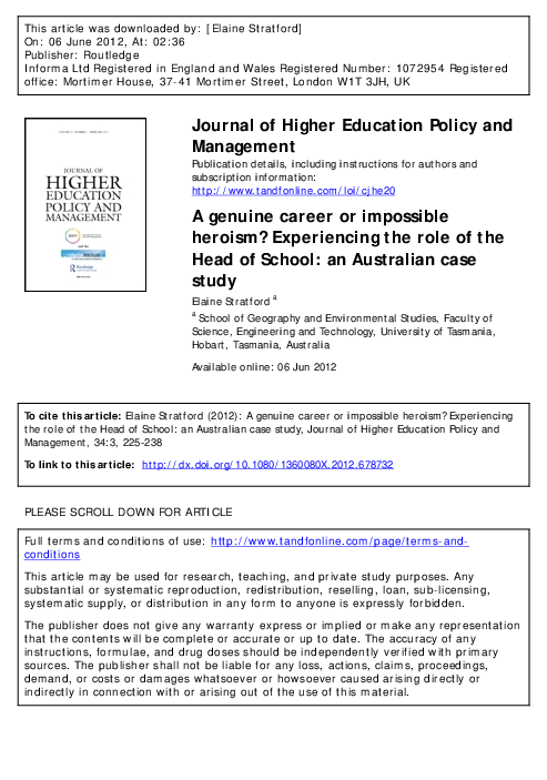 (PDF) Journal of Higher Education Policy and Management A genuine ...