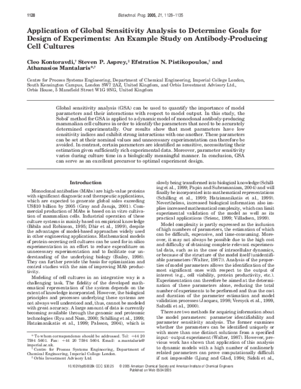 (PDF) Application of Global Sensitivity Analysis to Determine Goals for ...