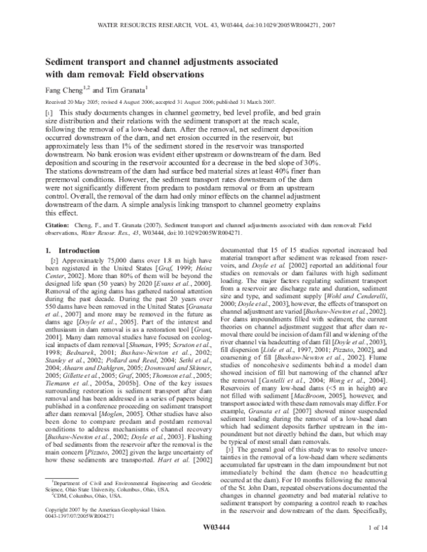 (PDF) Sediment transport and channel adjustments associated with dam ...