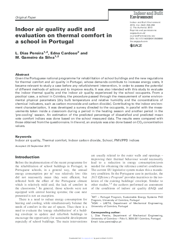 (PDF) Indoor air quality audit and evaluation on thermal comfort in a ...
