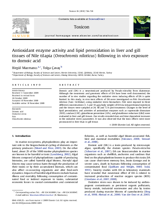 (PDF) Antioxidant enzyme activity and lipid peroxidation in liver and ...
