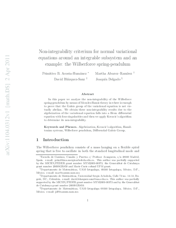 Non-integrability criterium for normal variational equations around an ...
