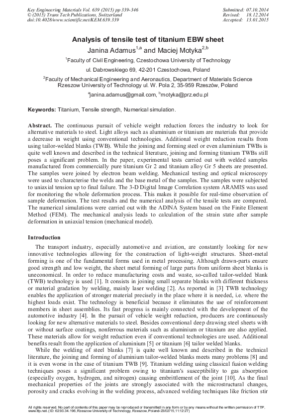 Tensile test article image