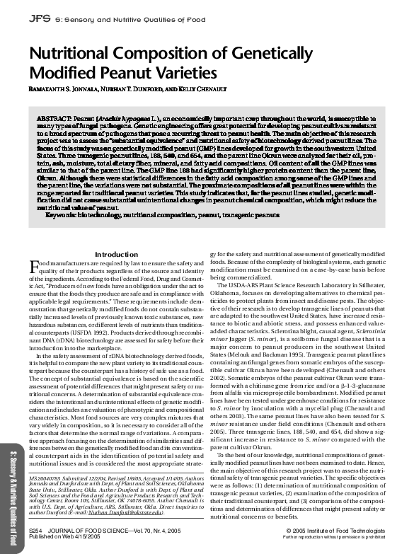 (PDF) Nutritional Composition of Modified Peanut Varieties