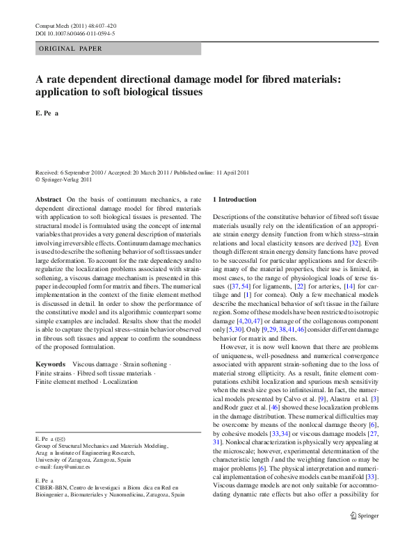 (PDF) A rate dependent directional damage model for fibred materials ...