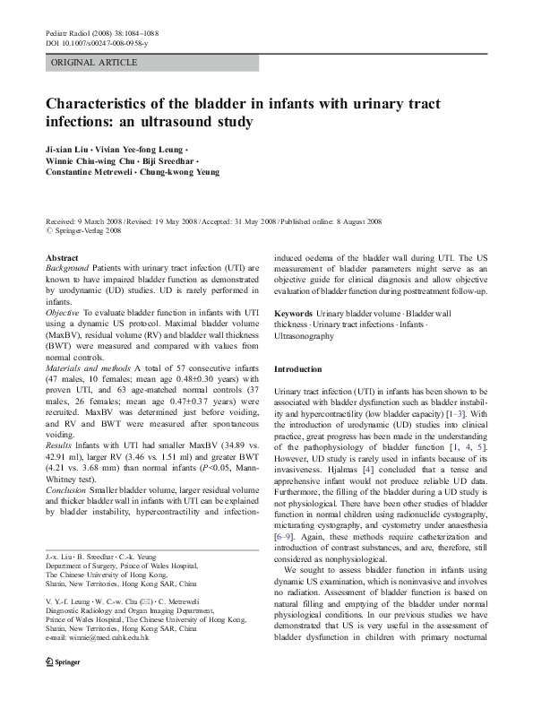 (PDF) Characteristics of the bladder in infants with urinary tract ...