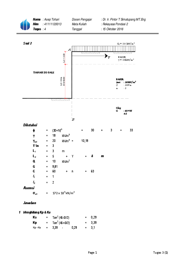 Pdf Rekayasa Pondasi Ii Turap Berjangkar Reduksi Rowe