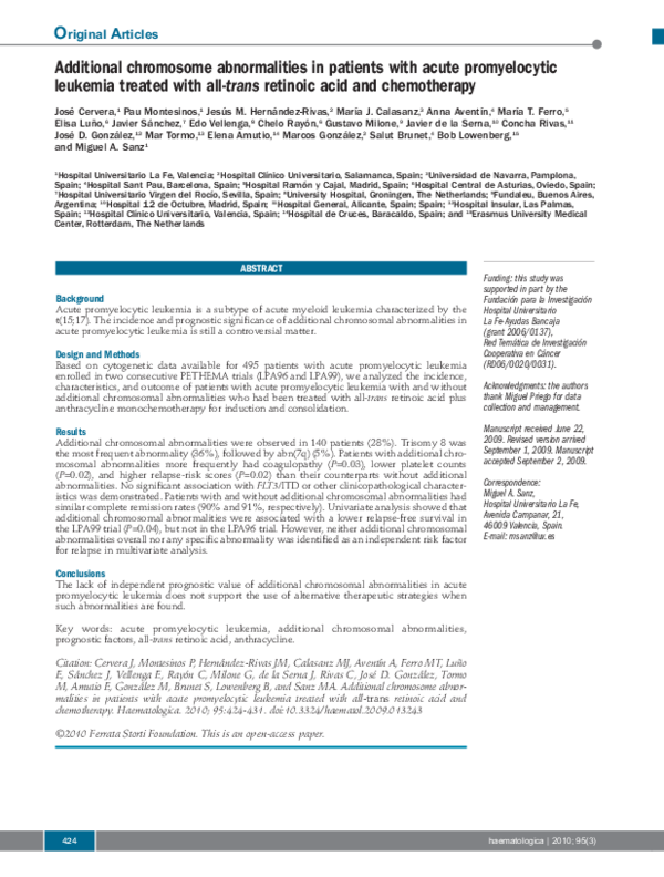 (PDF) Additional chromosome abnormalities in patients with acute ...