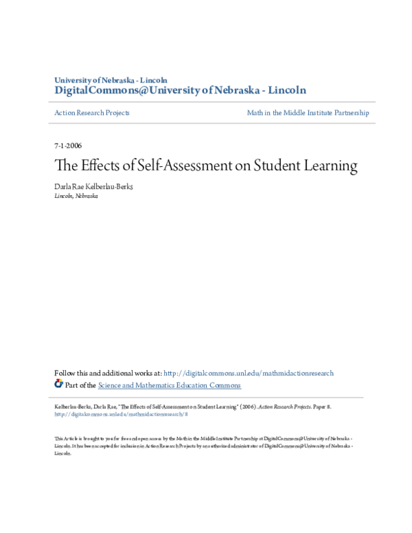 (PDF) The Effects of Self-Assessment on Student Learning