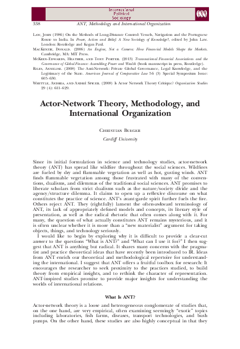 (PDF) Understanding Actor-Network Theory in Science