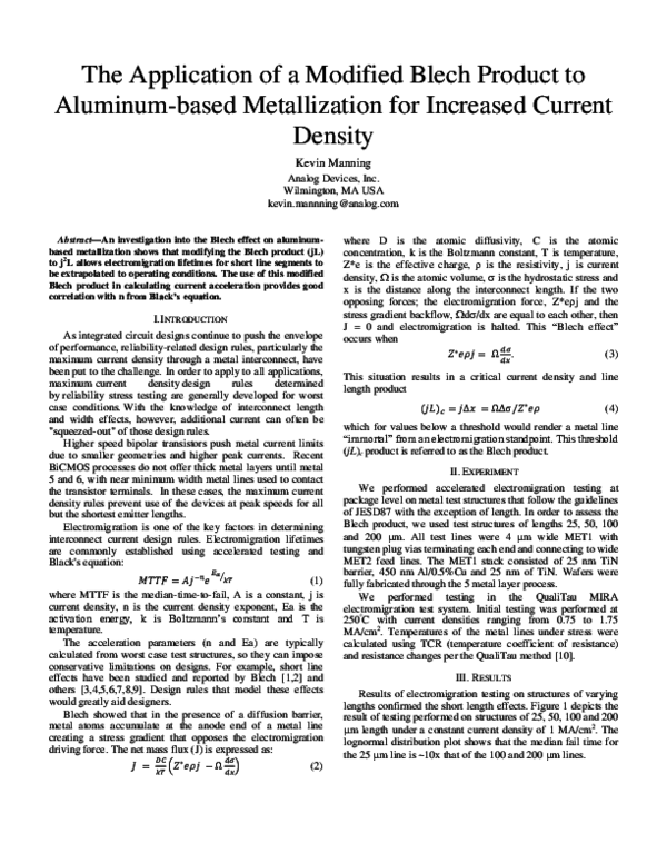 (PDF) The Application of a Modified Blech Product to Aluminum-based ...