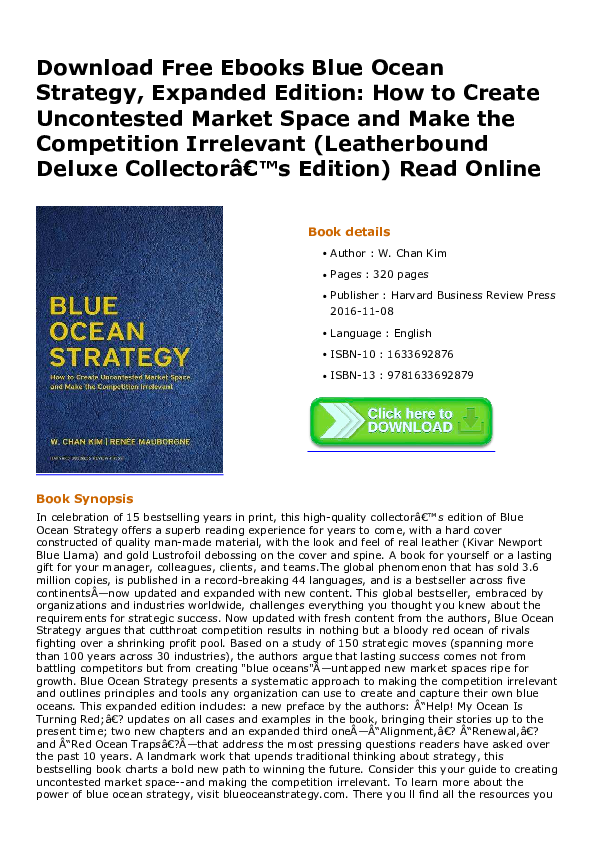 (PDF) Blue Ocean Strategy, Expanded Edition How to Create Uncontested