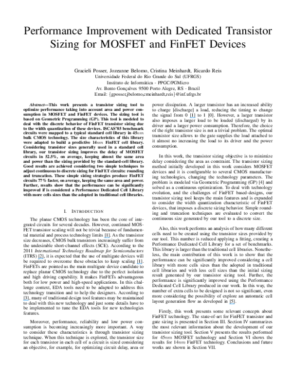 (PDF) Perfomance Improvement with Dedicated Transistor Sizing for ...