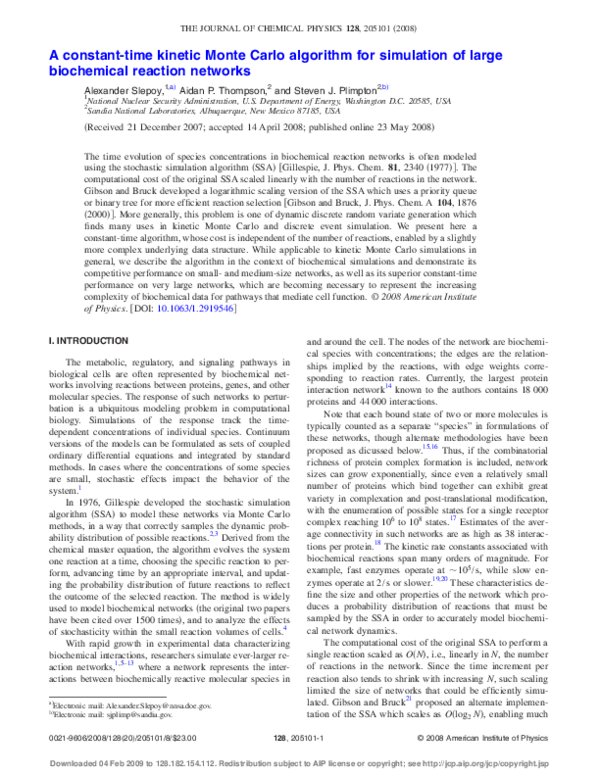(PDF) A constant-time kinetic Monte Carlo algorithm for simulation of ...
