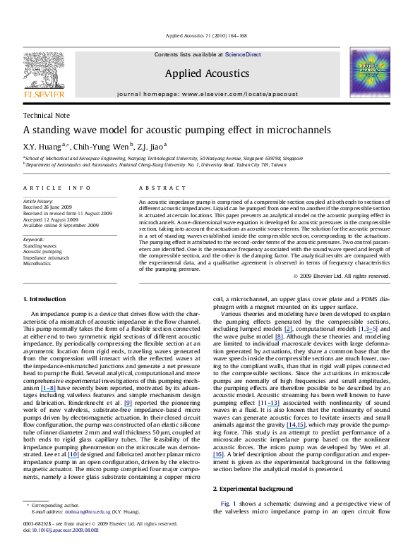 (PDF) A standing wave model for acoustic pumping effect in microchannels
