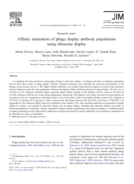 (PDF) Affinity maturation of phage display antibody populations using ...