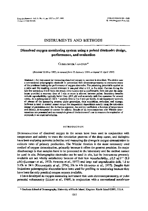 (PDF) Dissolved oxygen monitoring system using a pulsed electrode