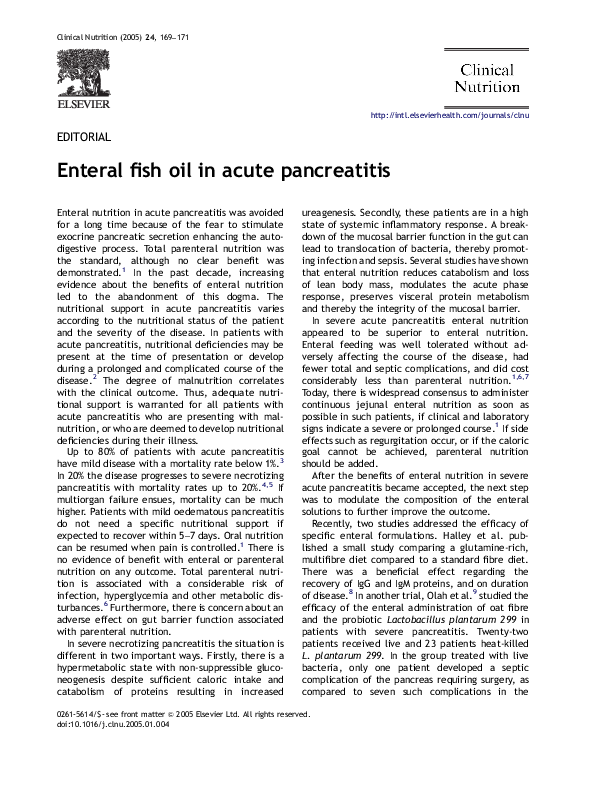 (PDF) Enteral fish oil in acute pancreatitis R. Meier Academia.edu