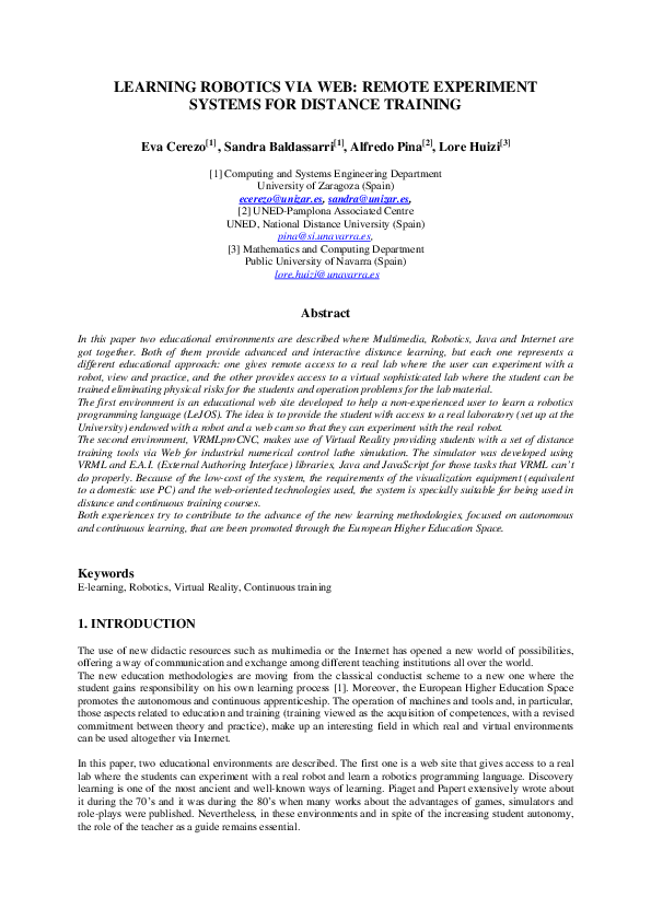 (PDF) Learning Robotics via Web: Remote Experiment Systems for Distance ...