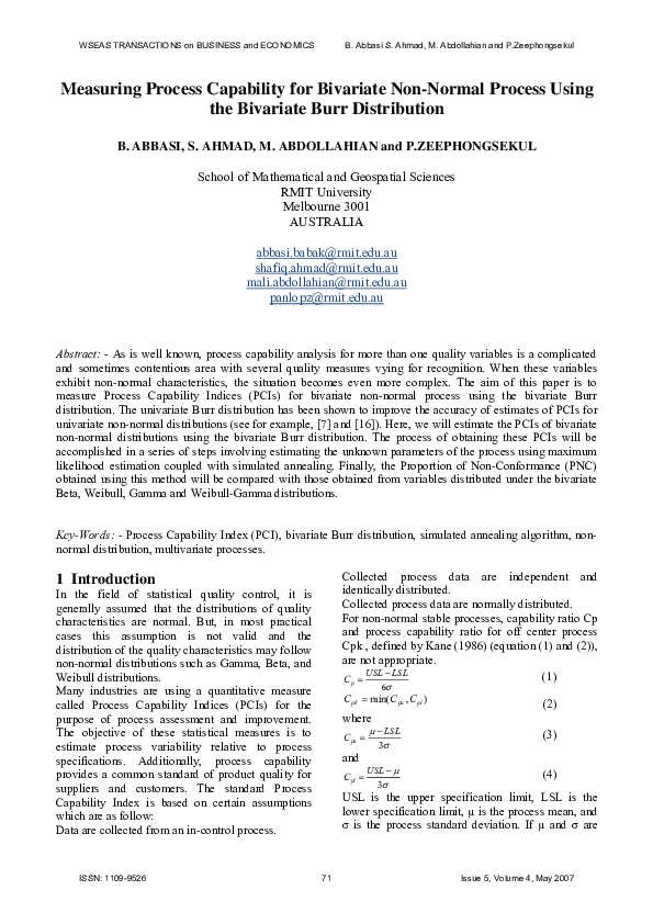 (PDF) Measuring process capability for bivariate non-normal process ...