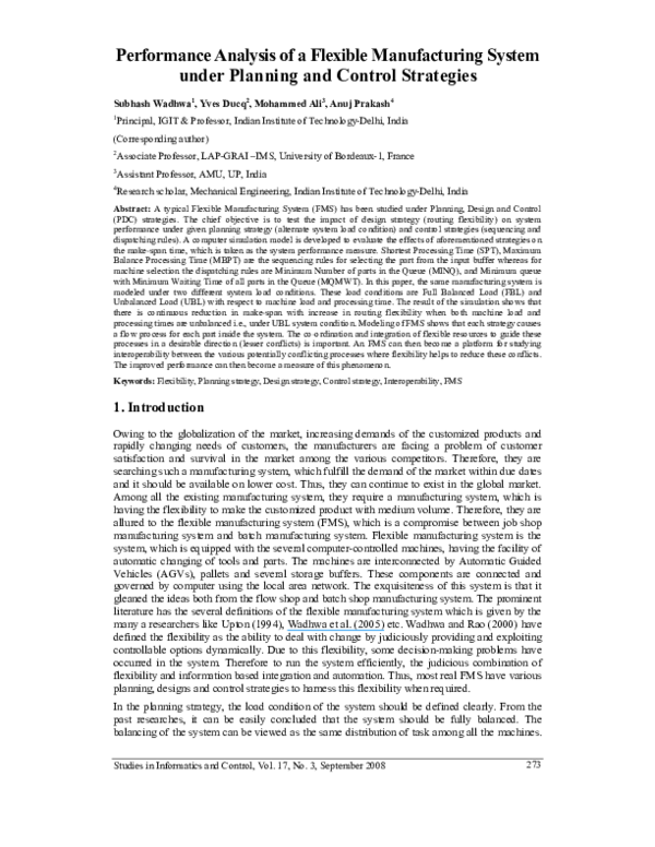 (PDF) Performance analysis of a flexible manufacturing system: A ...