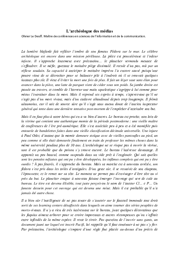 (PDF) L'archéologue des médias