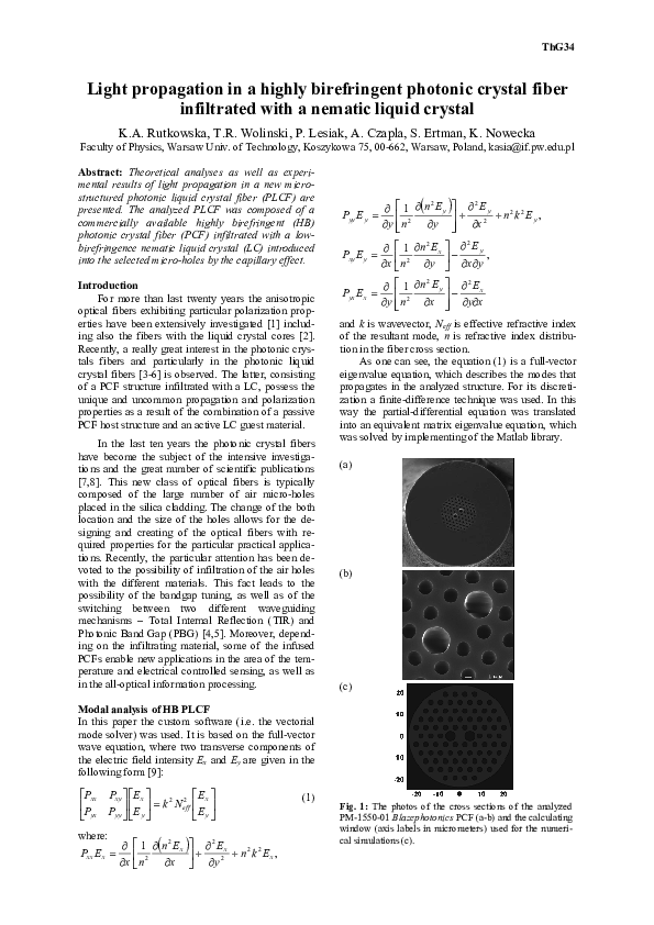 (PDF) Light propagation in highly birefringent photonic liquid crystal ...