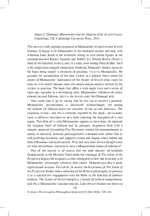 Maimonides and the Shaping of the Jewish Canon