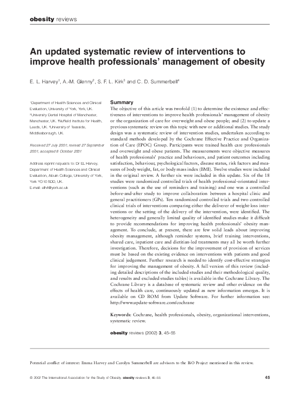 (PDF) An updated systematic review of interventions to improve health ...