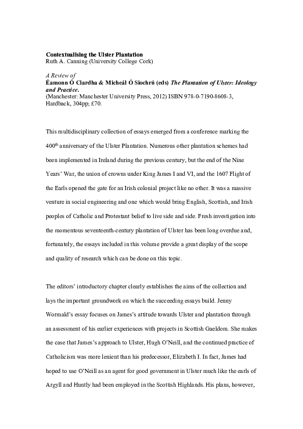 Ulster plantation essay image