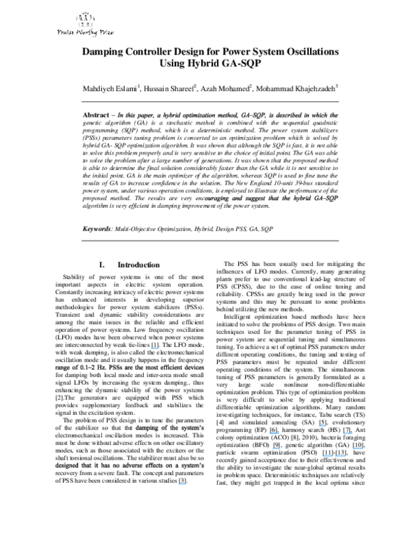 (PDF) Damping Controller Design for Power System Oscillations Using ...