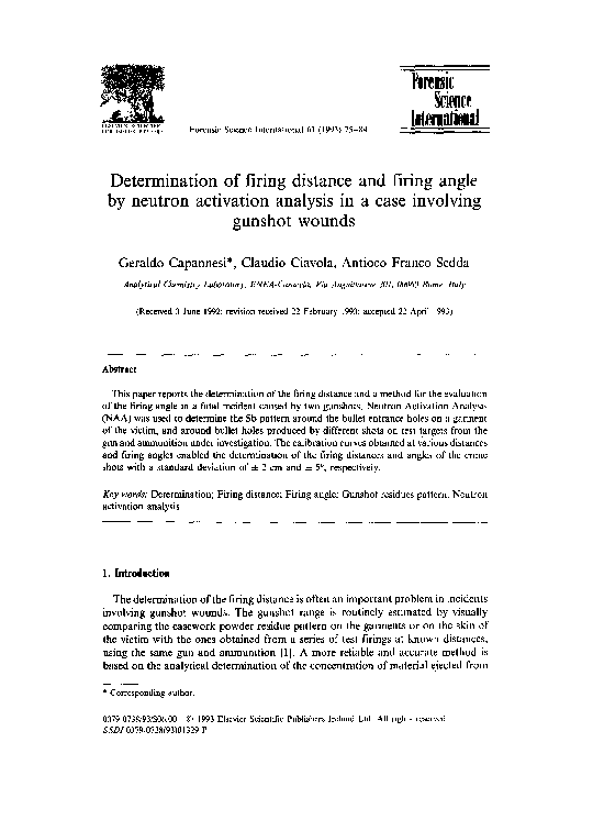 (PDF) Determination of firing distance and firing angle by neutron ...
