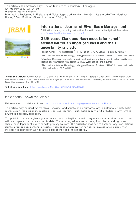 (PDF) GIUH based Clark and Nash models for runoff estimation for an ...
