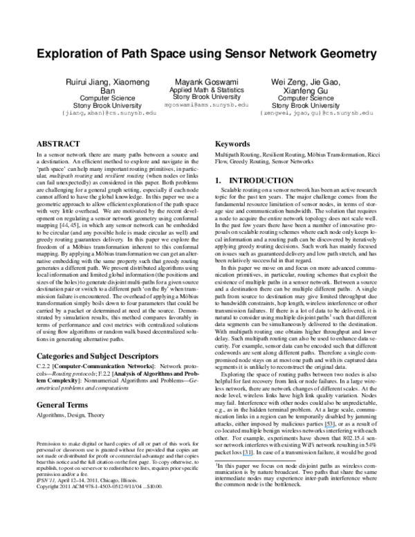(PDF) Exploration of Path Space Using Sensor Network Geometry