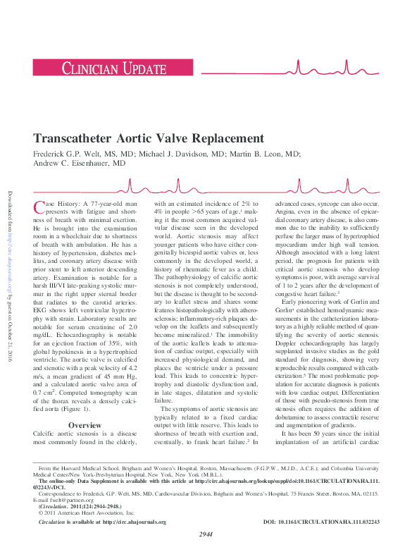 (PDF) Transcatheter Aortic Valve Replacement