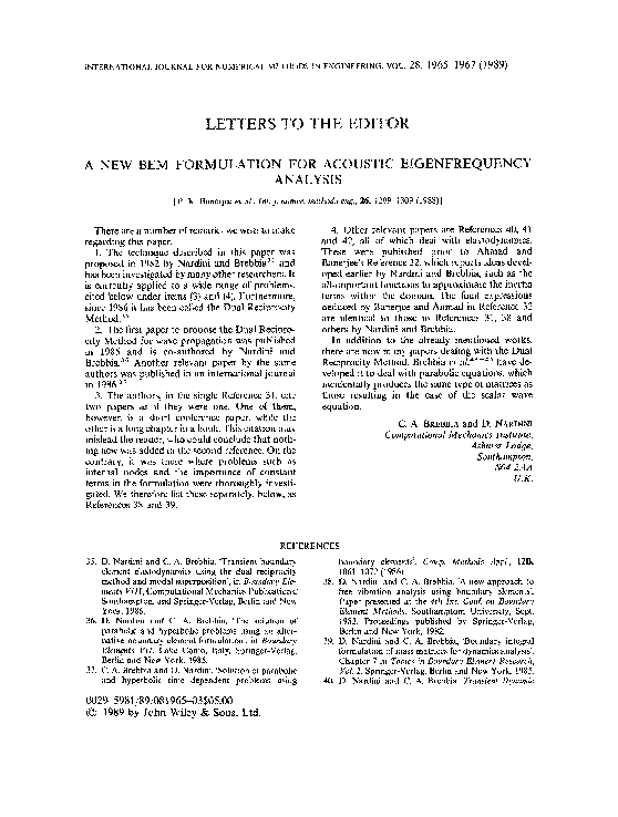 (PDF) A new BEM formulation for the acoustic eigenfrequency analysis