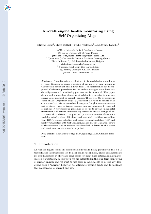 (PDF) Aircraft Engine Health Monitoring Using Maps Etienne Côme Academia.edu