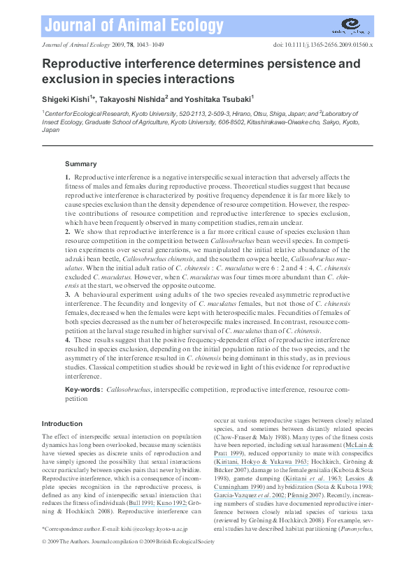 (PDF) Reproductive interference determines persistence and exclusion in ...