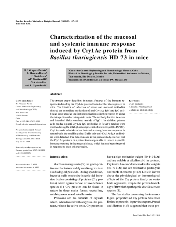 (PDF) Characterization of the mucosal and systemic immune response ...