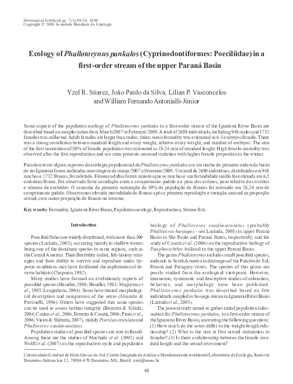 (PDF) Ecology of Phallotorynus pankalos (Cyprinodontiformes