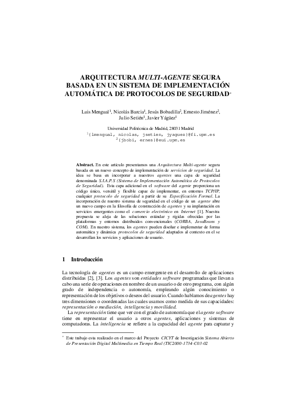 (PDF) ARQUITECTURA MULTIAGENTE SEGURA BASADA EN UN SISTEMA DE