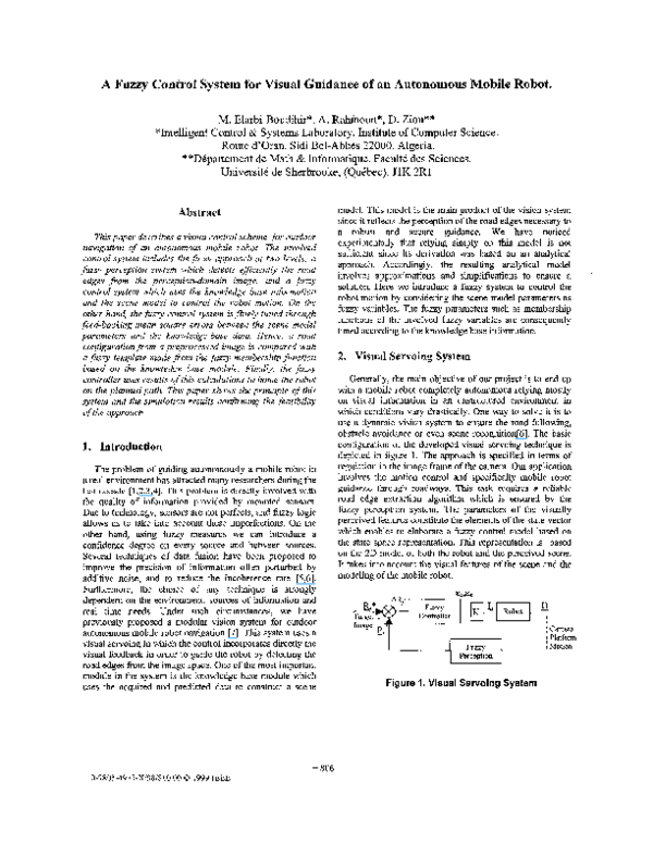 (PDF) A fuzzy control system for visual guidance of an autonomous ...